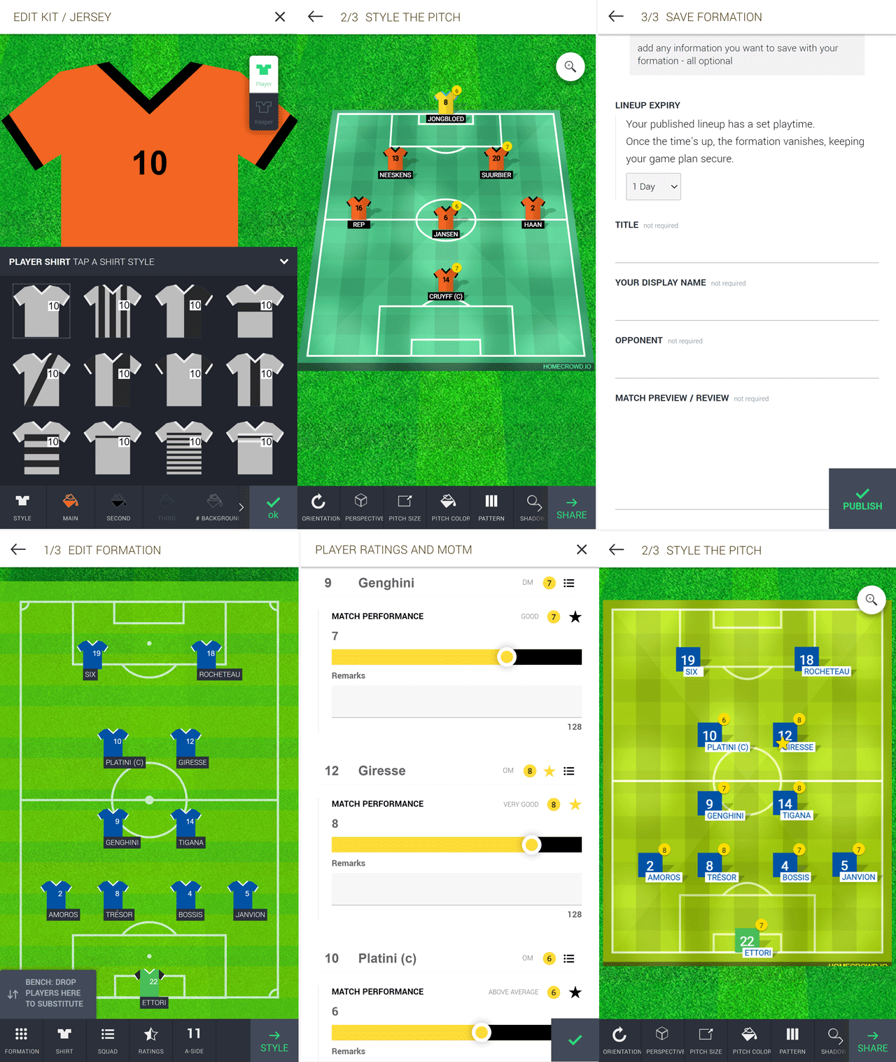 football formation editor to create lineups
