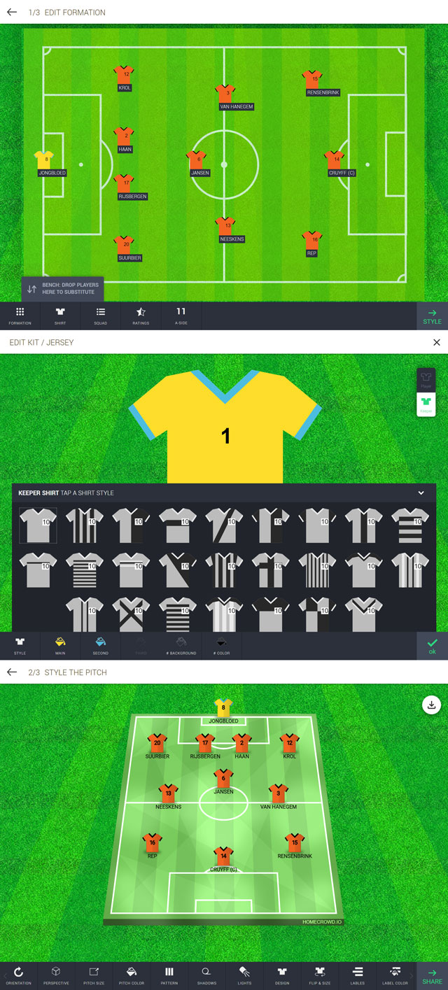 lineup builder to create football formations