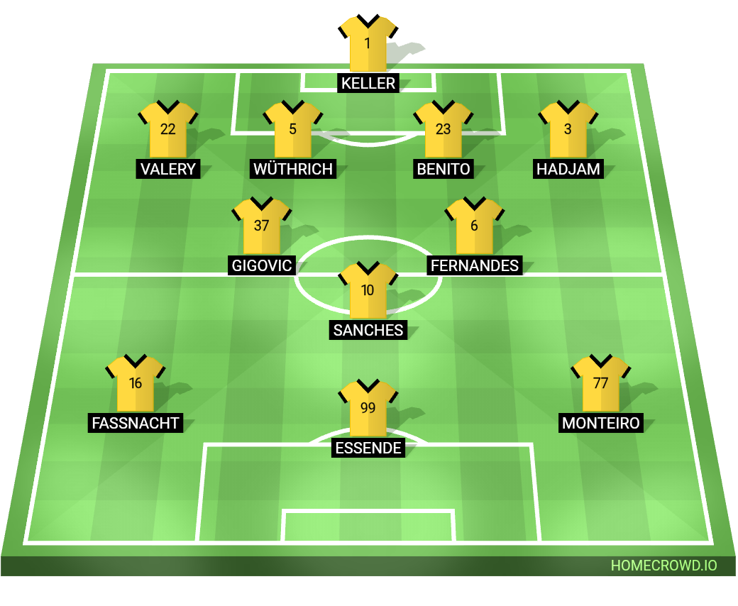 Football formation lineup BSC Young Boys