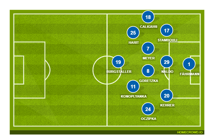 Football formation lineup FC Schalke  3-5-2