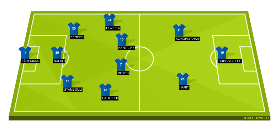 Football formation lineup FC Schalke  4-2-3-1
