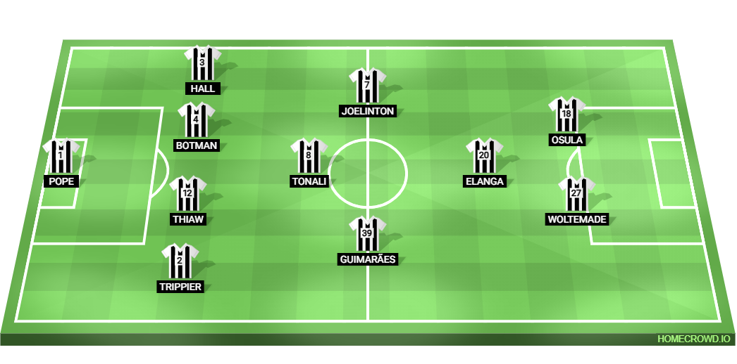 Football formation lineup Newcastle United