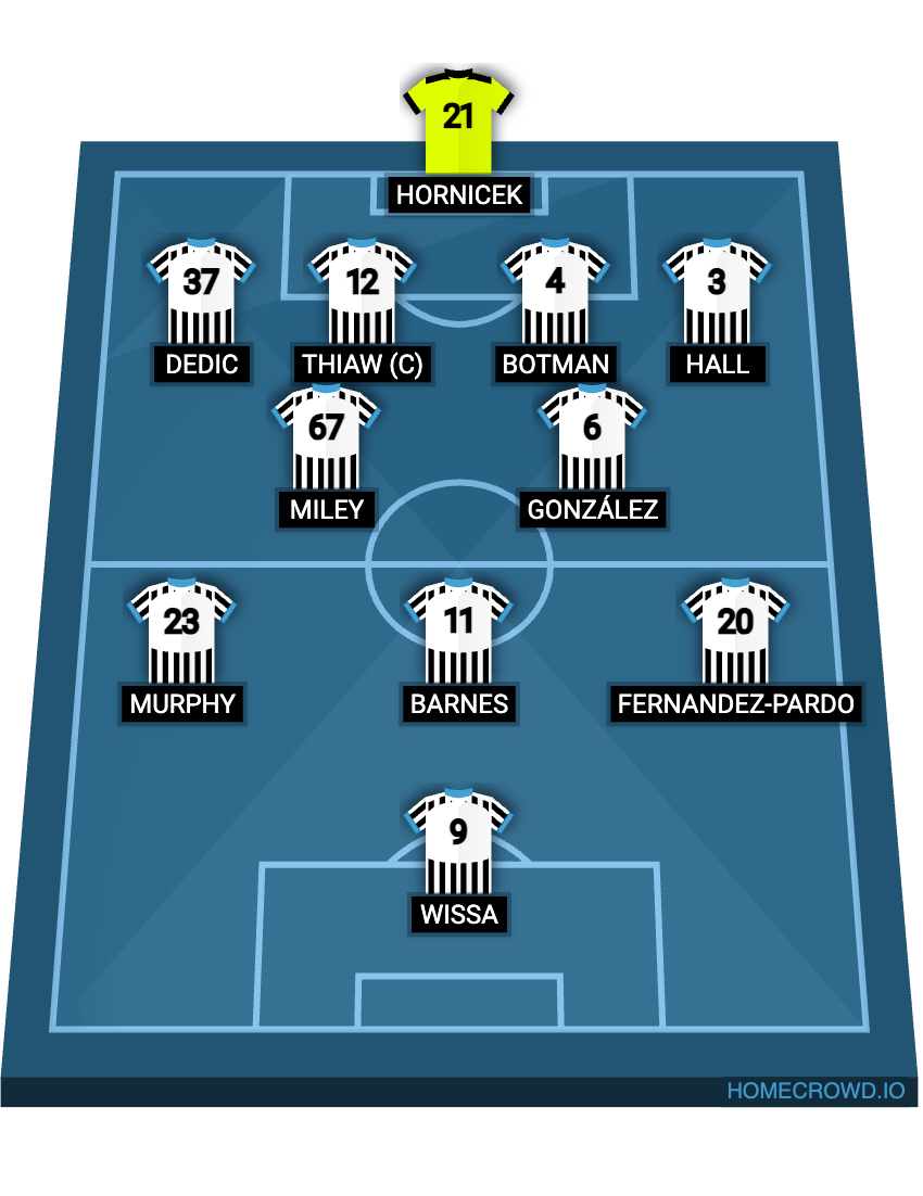 Football formation lineup Newcastle United