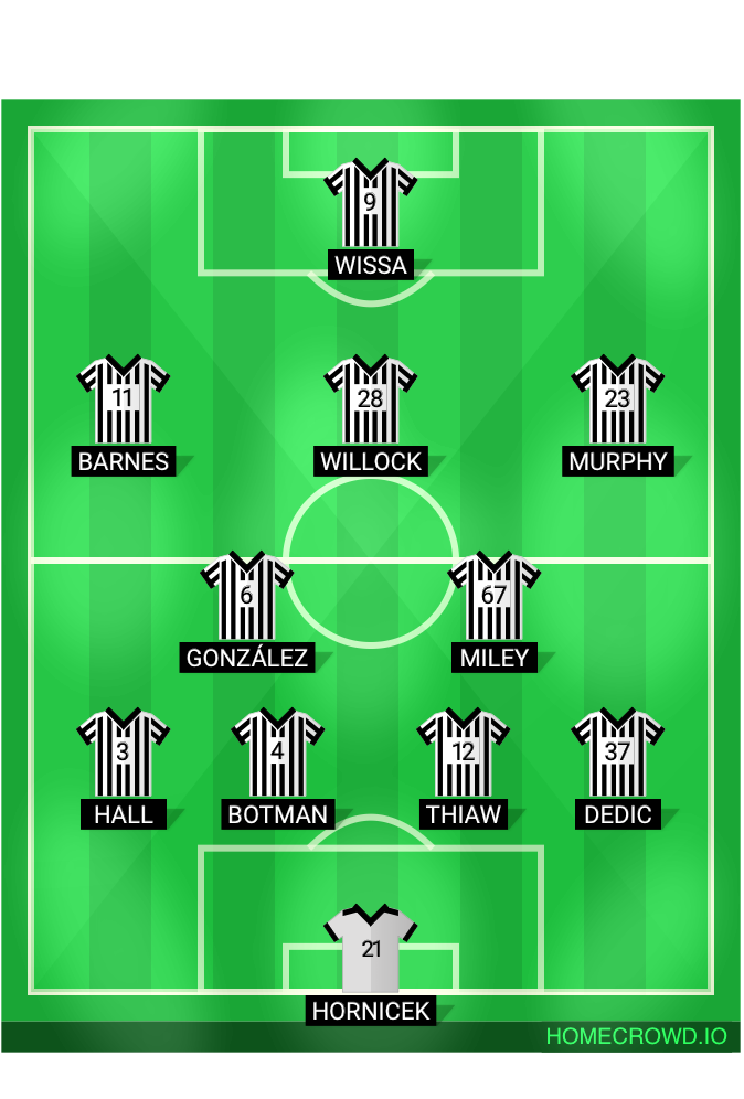 Football formation lineup Newcastle United