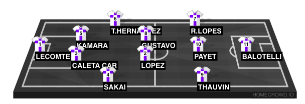 Football formation line-up OM  3-4-3