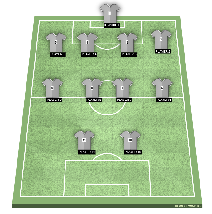 Football formation line-up Gerburg  4-4-2