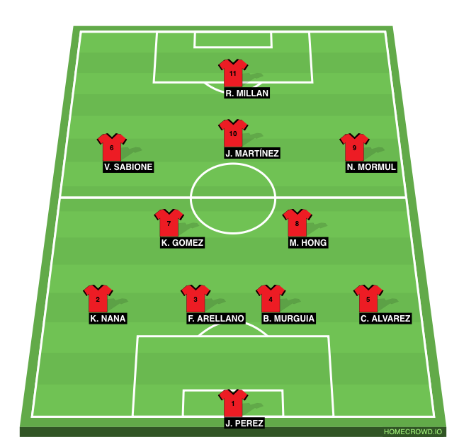 Football formation line-up Round Lake Evolution  4-2-3-1