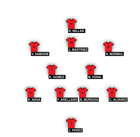 Football formation line-up Round Lake Evolution  4-2-3-1