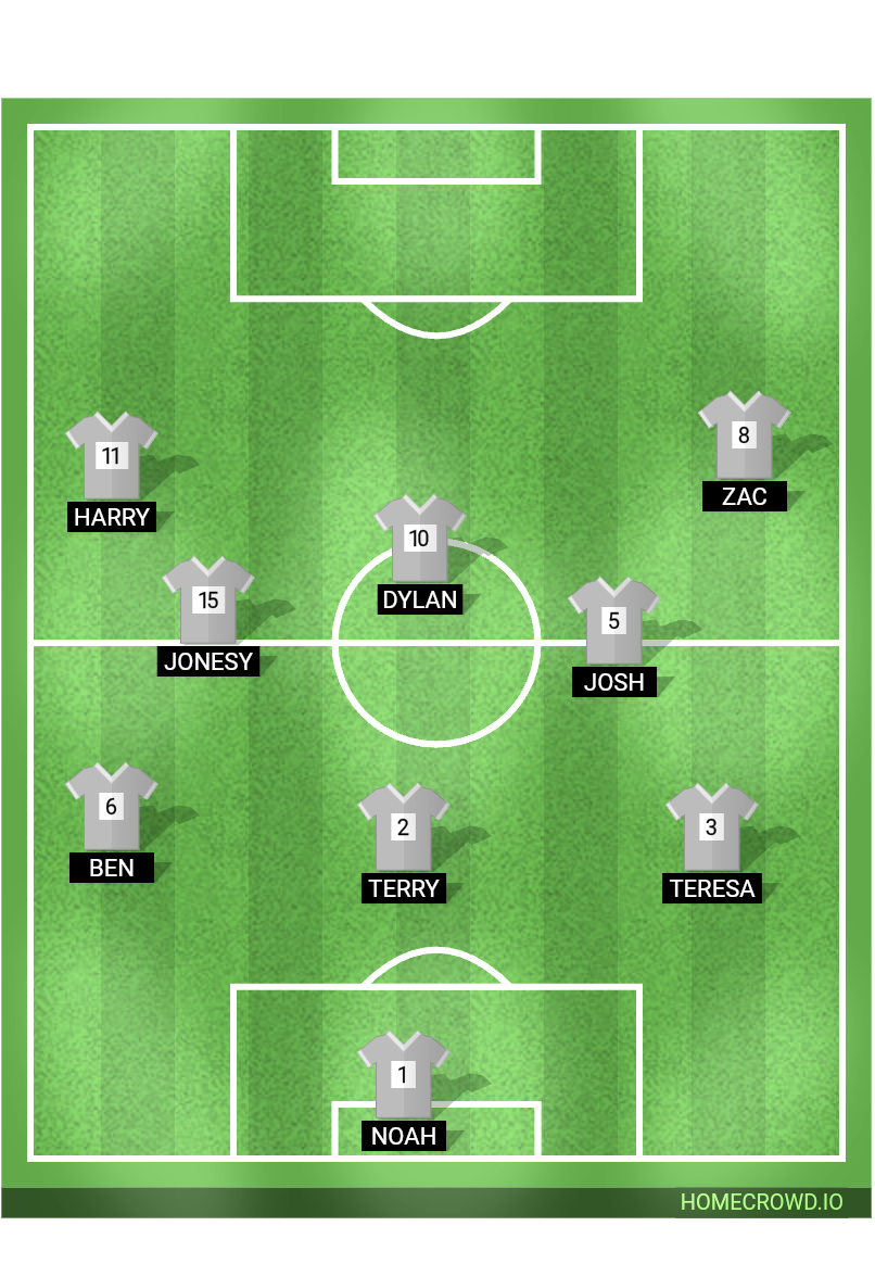 Football formation line-up Theale  2-5-3