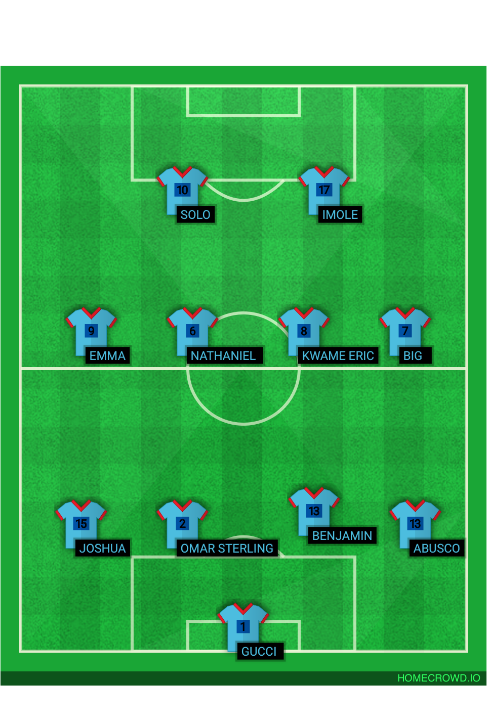 Football formation lineup Friendly Game