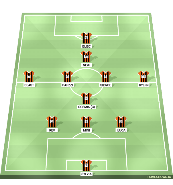 Football formation lineup RL Labs FC  4-4-1-1