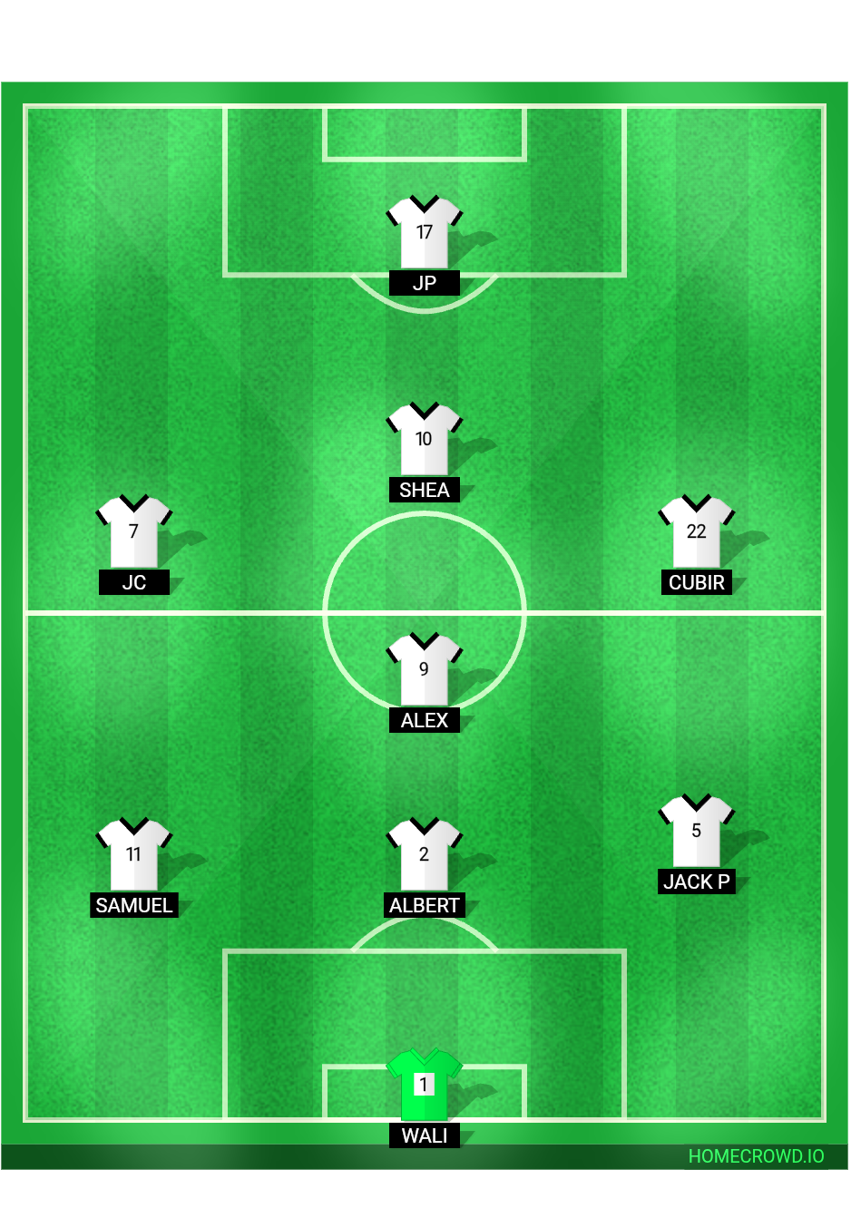 Football formation lineup Kl u12 white  4-4-2