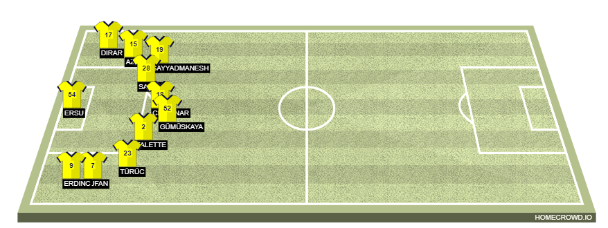 Football formation lineup Fenerbahce SK  4-4-2